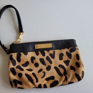 Animal print leather wristlet